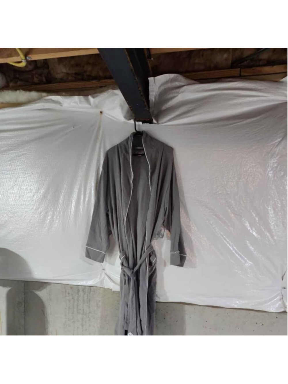 Hotel Collection Waffle Knit Shawl Robe S/M Grey Cotton Unisex Bathrobe